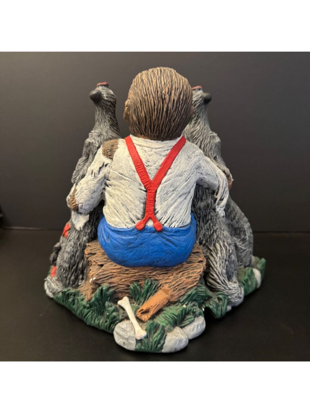 Howling Wolf Figurine With Campfire Scene 1988 Collectible Statue Hand-Painted - Picture 8 of 16